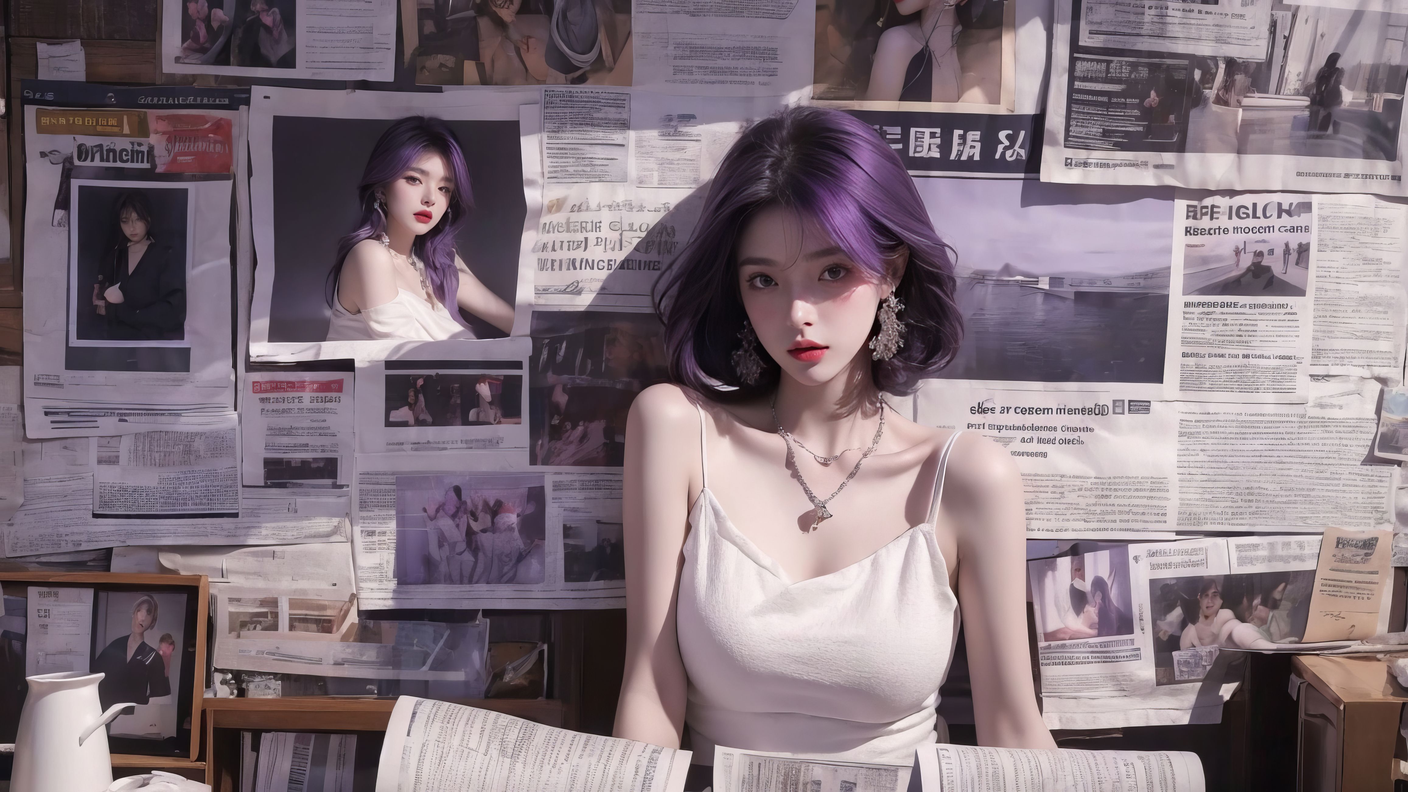 图片[5]|[银发_紫发]报纸电脑墙壁纸女孩|智创宝库资源站