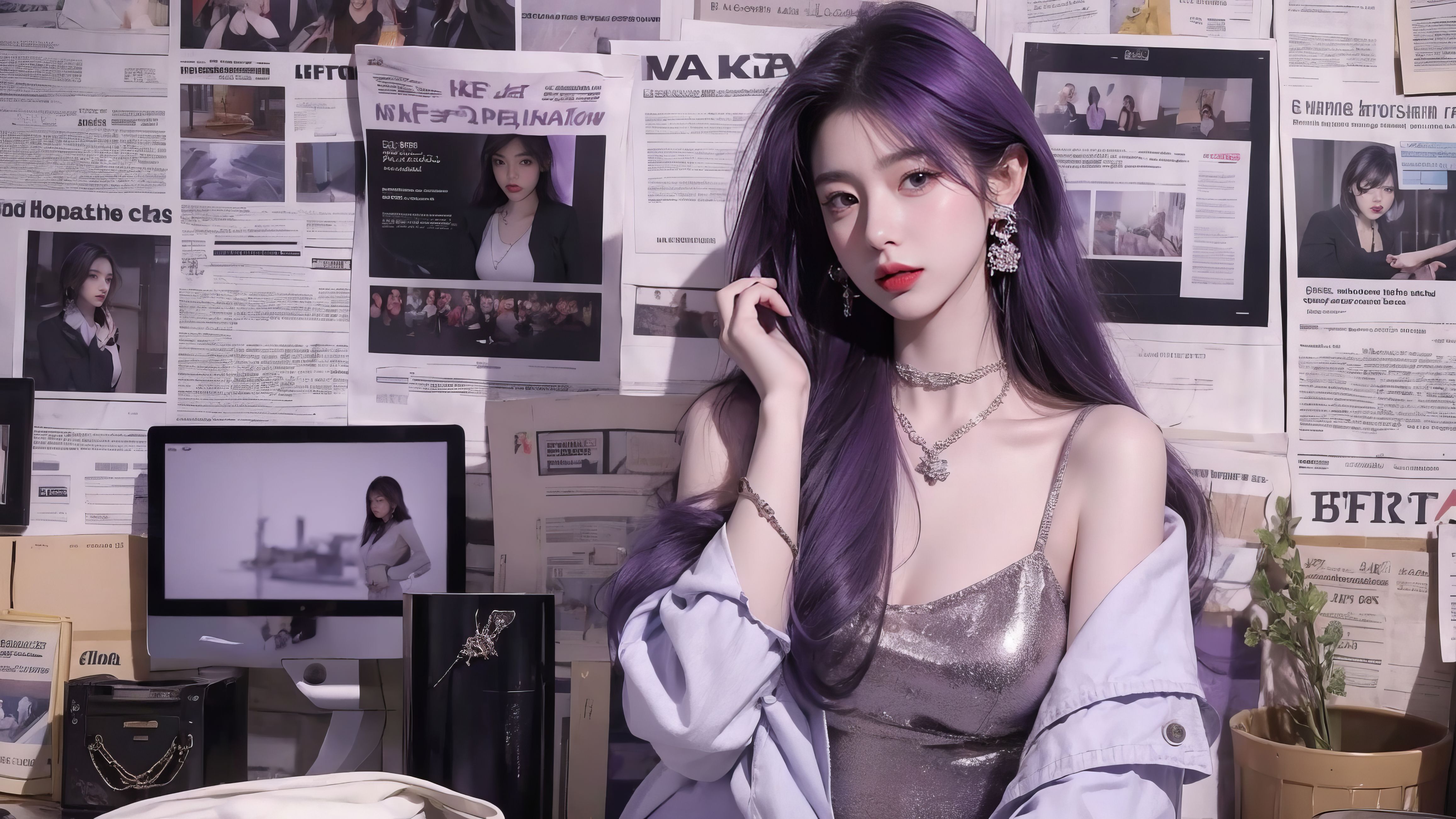 图片[6]|[银发_紫发]报纸电脑墙壁纸女孩|智创宝库资源站